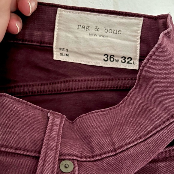 Rag & Bone Fit 2 Slim Dark Red Men Jeans - Picture 10 of 13